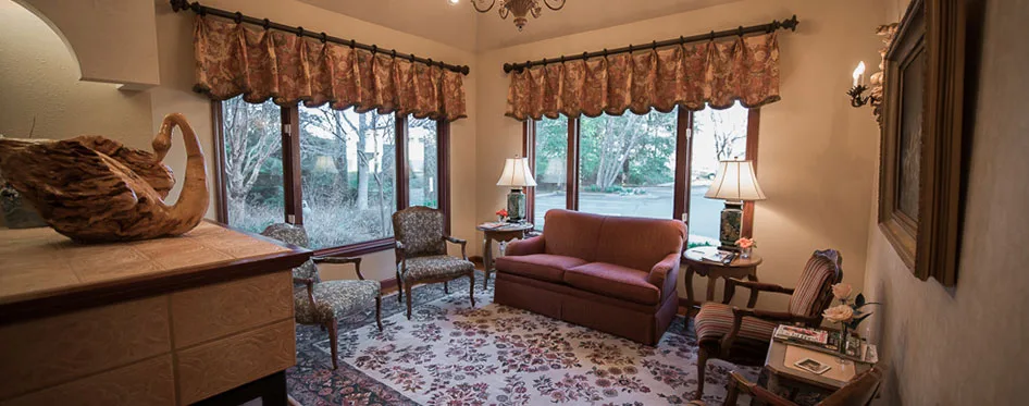 A comfortable seating area inside the office