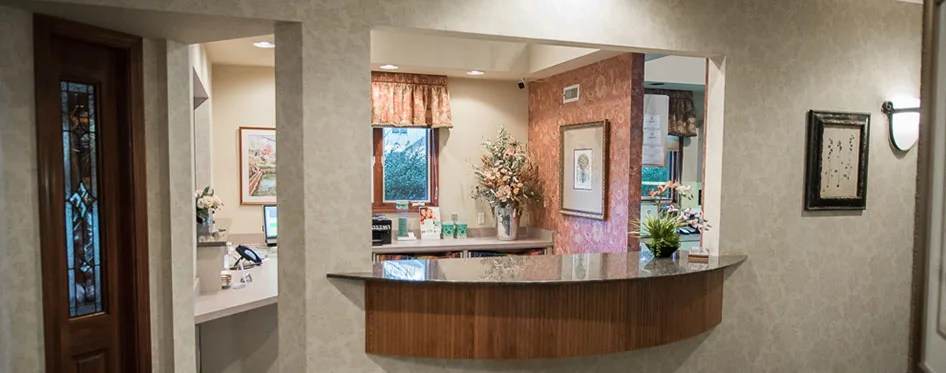 The reception desk at Peak Dentistry